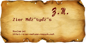 Zier Mátyás névjegykártya